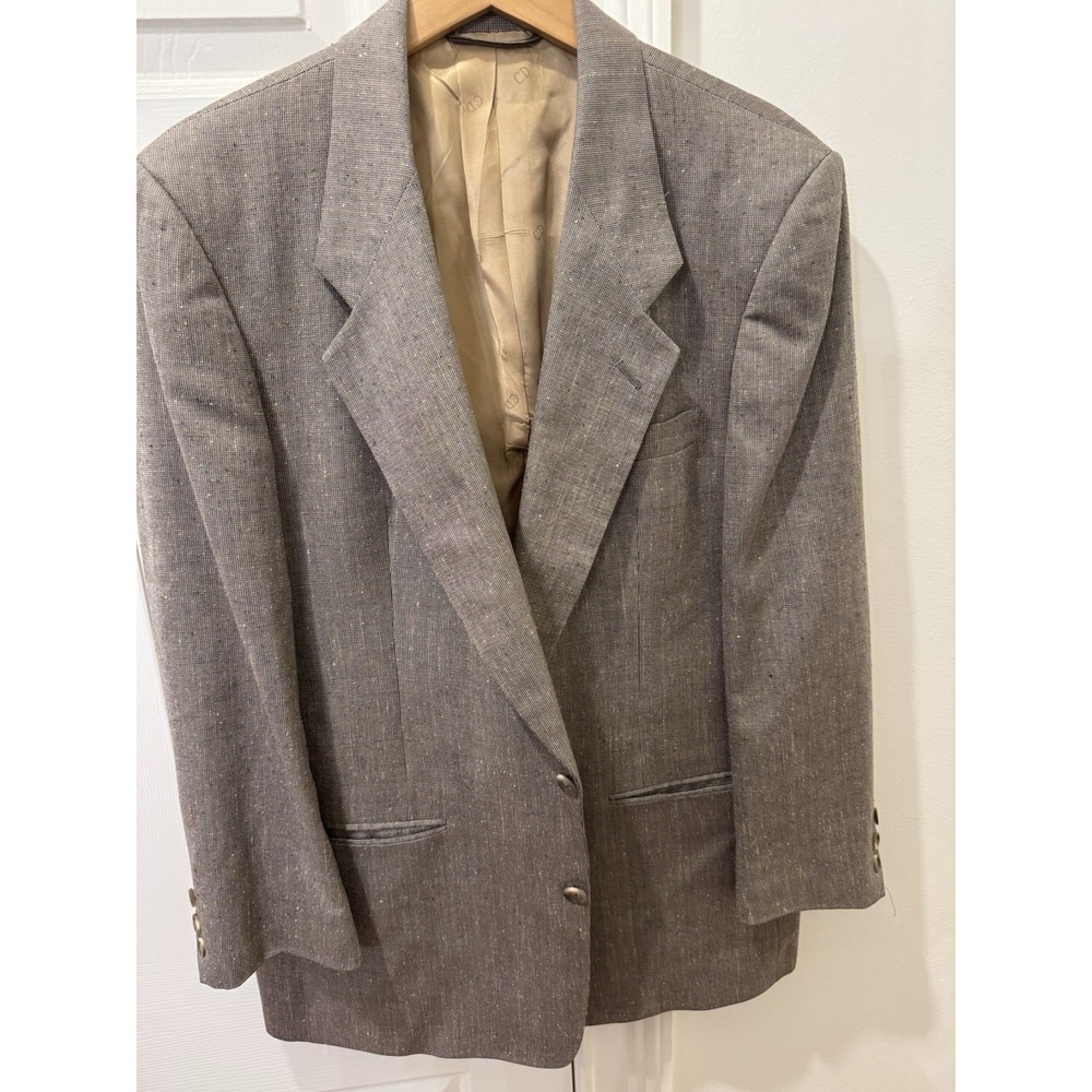 Christian Dior Monsieur Silk Blazer Men's Gray Sport Coat Vintage 100% Silk